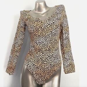 PINK Victorias Secret Nwt Long Sleeve Thong Animal Print Body Suit One Piece